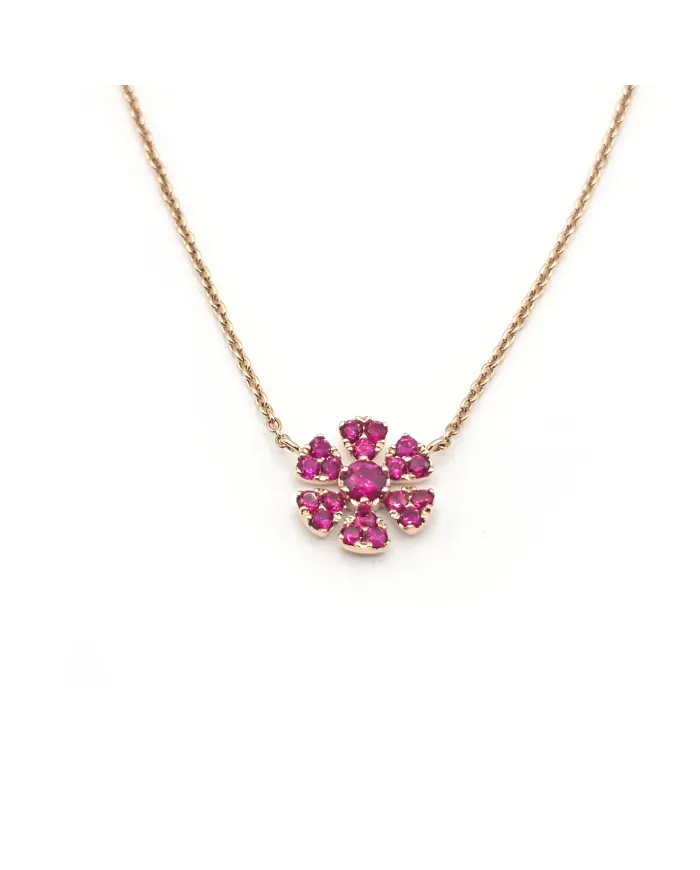 Collier Crivelli en or rose avec fleur de rubis
