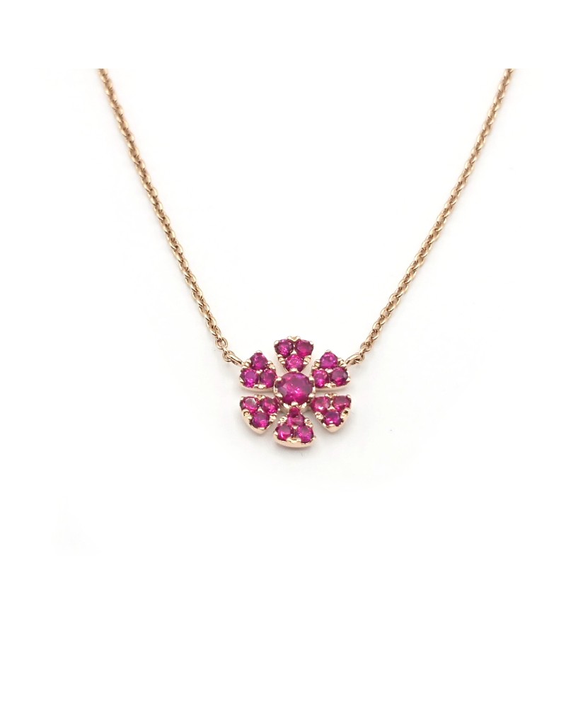 Collier Crivelli en or rose avec fleur de rubis