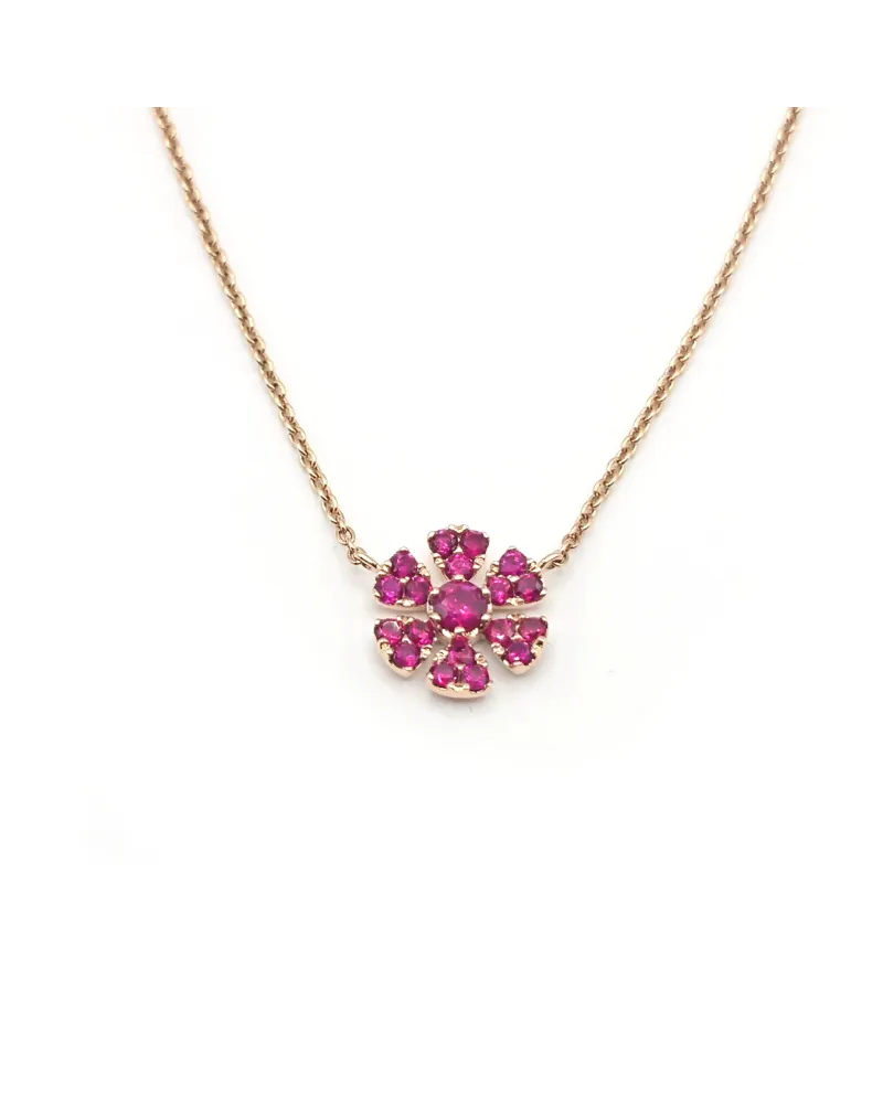 Collier Crivelli en or rose avec fleur de rubis