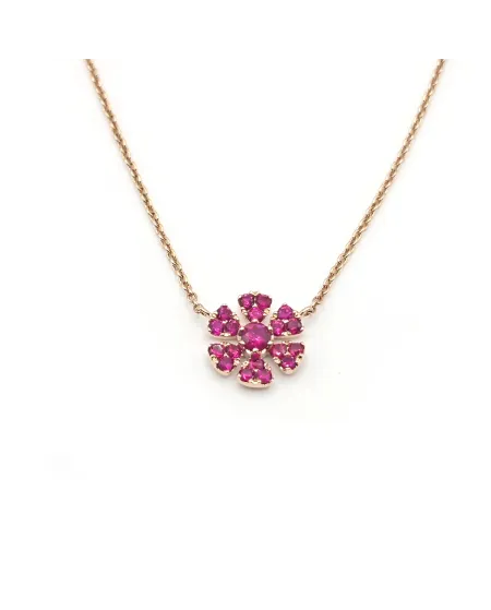 Collana Crivelli in Oro Rosa con Fiore di Rubini