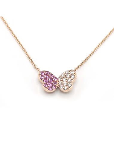 Collier Crivelli en or rose avec papillon diamant et saphir