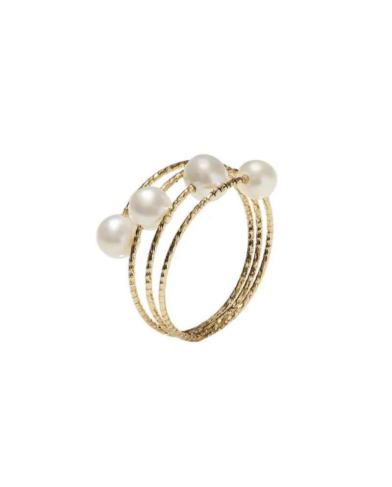 Anello MagicWire Trilly in Oro Giallo con Perle