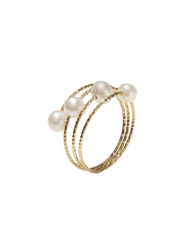 MagicWire Trilly Ring in Yellow Gold with Pearls