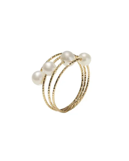 Anello MagicWire Trilly in Oro Giallo con Perle