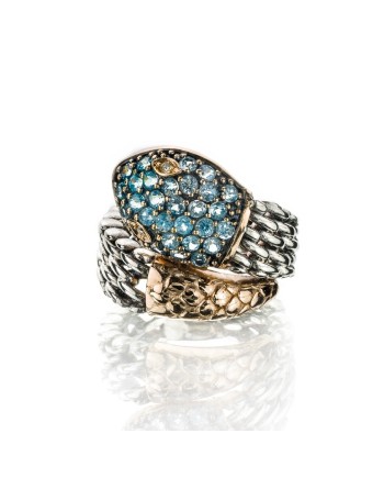 Anello de'Nobili Medievale in Argento Serpente Azzurro