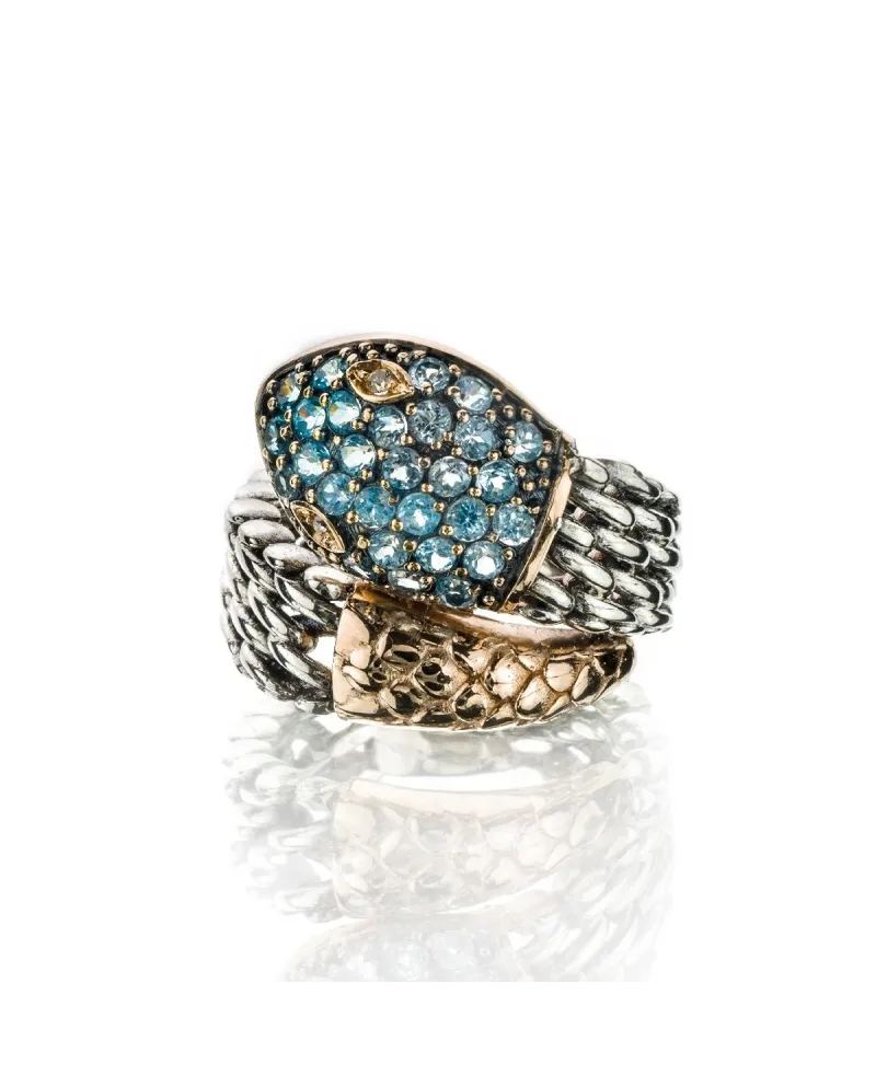 Anello de'Nobili Medievale in Argento Serpente Azzurro
