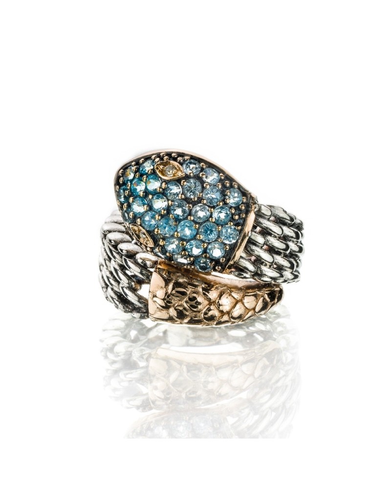 Bague Medielvale Nobili en Argent Serpent Bleu