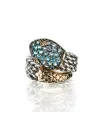 Anello de'Nobili Medievale in Argento Serpente Azzurro