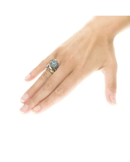 Anello de'Nobili Medievale in Argento Serpente Azzurro