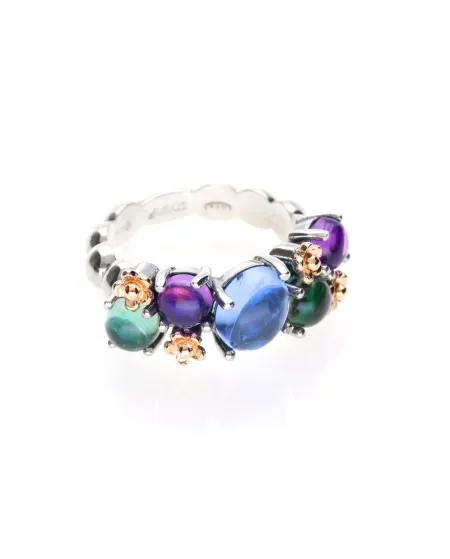 Anello de'Nobili Positano in Argento e Oro con Quarzi