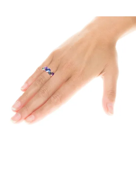 Ring de'Nobili Positano in Silver and Gold with Quartz