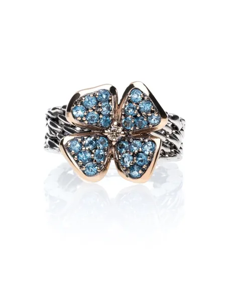 Anello de'Nobili Medievale in Argento Giuggiola Azzurro