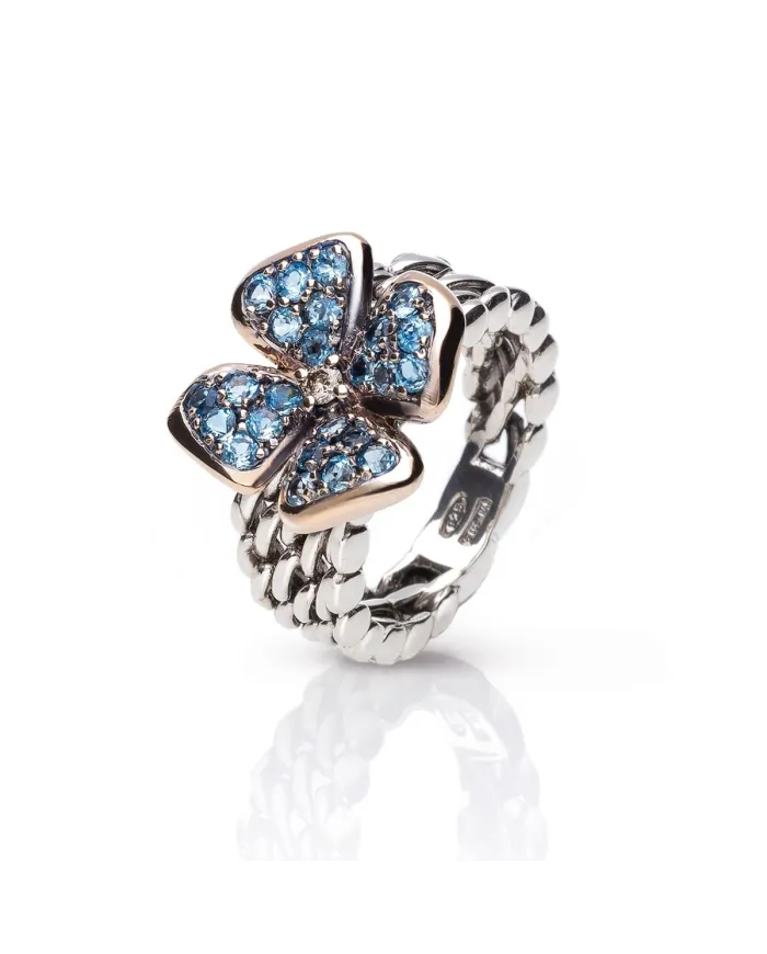 Bague Medielvale Nobili en Argent Jujube Bleu