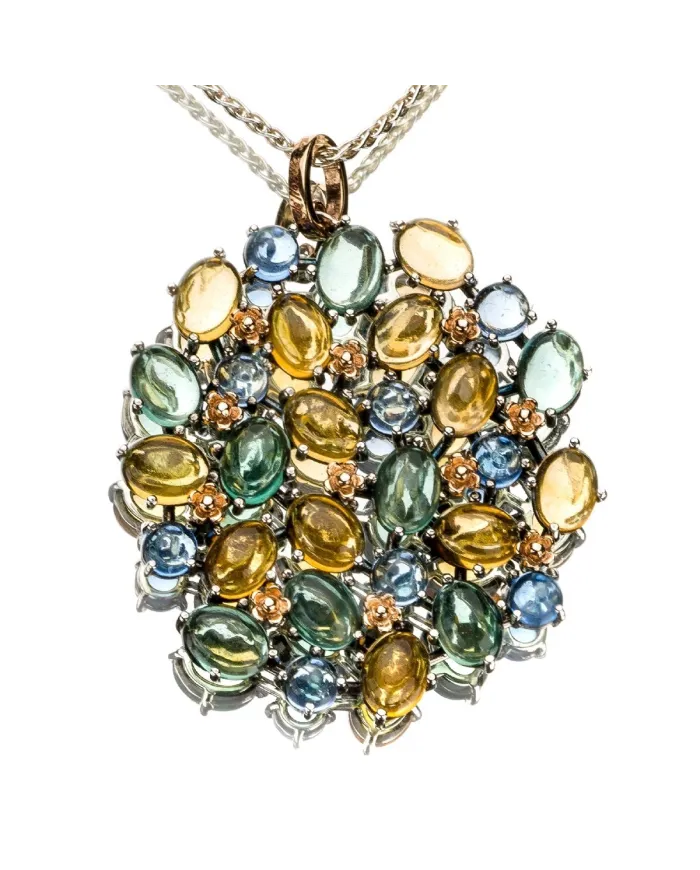 De'Nobili Positano pendant in silver and gold with quartz