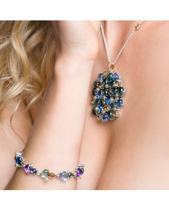 De'Nobili Positano pendant in silver and gold with quartz