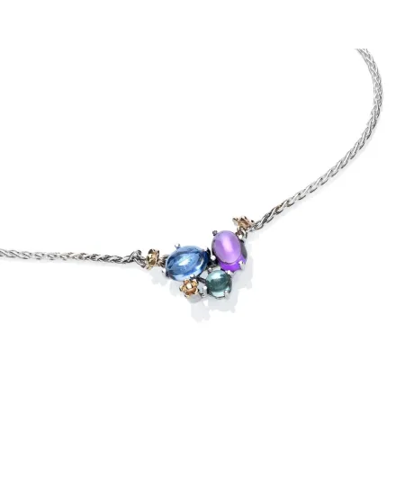 De'Nobili Positano Necklace in Silver and Gold Pendant with Quartzes
