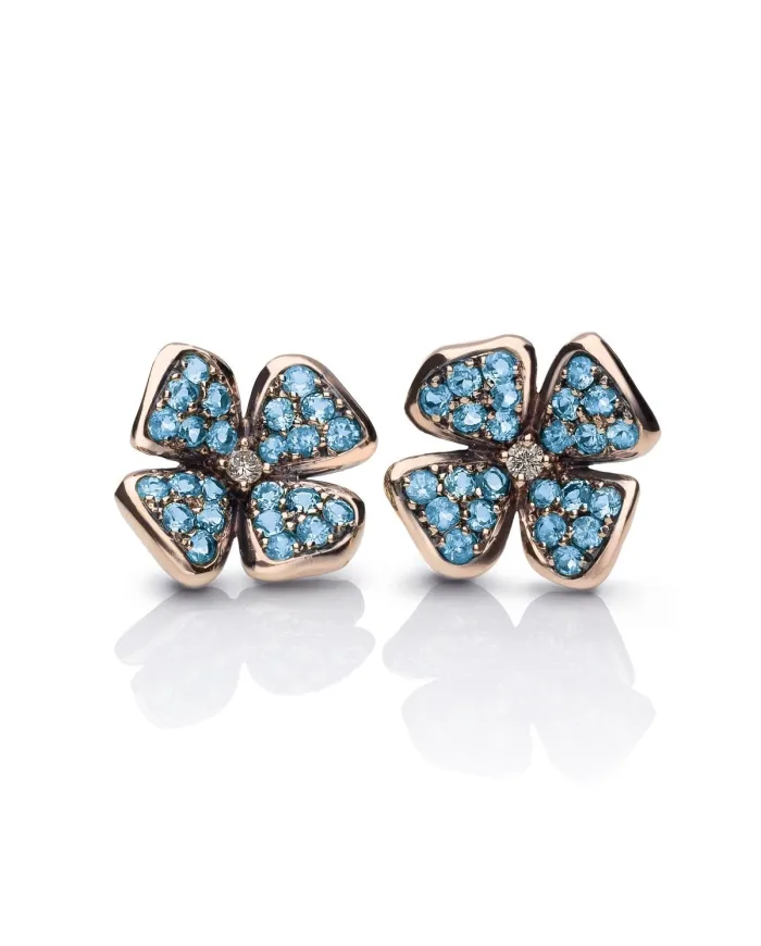 Boucles d'oreilles De'Nobili Medielvale en Jujubes Bleu Argenté