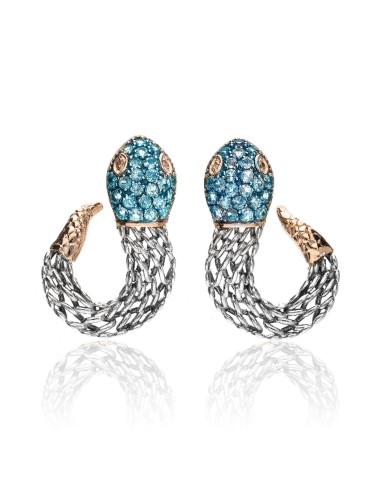 Medieval de'Nobili Earrings in Blue Snake Silver