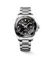 Montre Longines HydroConquest GMT avec cadran noir et bracelet en acier