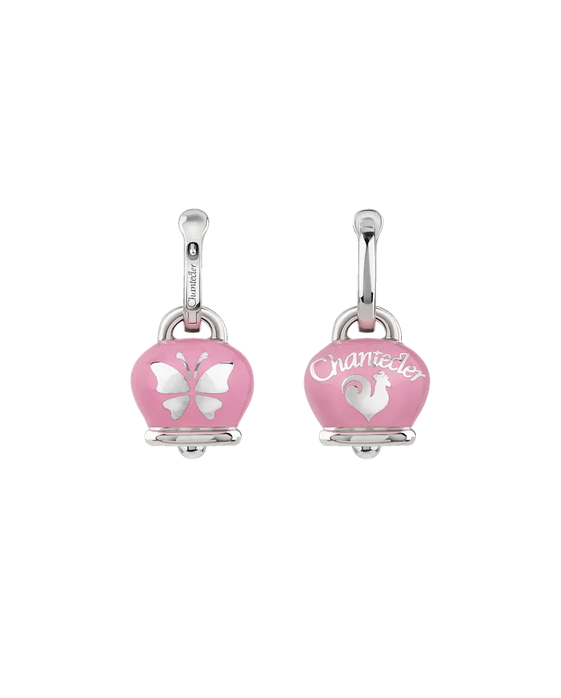 Chantecler Et Voilà Medium Earrings with Bell in Silver, Pink Enamel and Butterflies Chantecler Et Voilà Medium Earrings with Bell in Silver, Pink Enamel and Butterflies