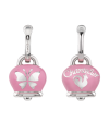Orecchini Chantecler Et Voilà Medi con Campanella in Argento, Smalto Rosa e Farfalle