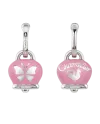 Orecchini Chantecler Et Voilà Medi con Campanella in Argento, Smalto Rosa e Farfalle