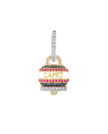 Boucle d'oreille unique Chantecler Capriness de taille moyenne avec clochette en or, diamants, rubis et saphirs