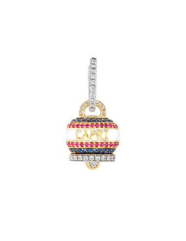 Boucle d'oreille unique Chantecler Capriness de taille moyenne avec clochette en or, diamants, rubis et saphirs