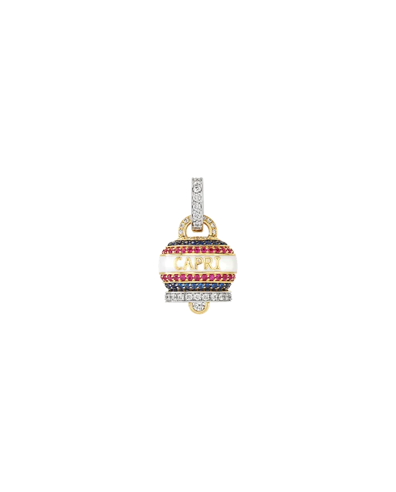 Medium Chantecler Capriness Pendant with Bell in Gold, Diamonds, Rubies and Sapphires