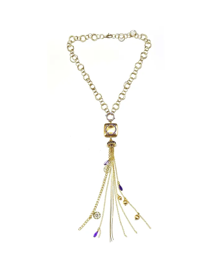 Collier Casella Gioielli en or jaune avec améthystes