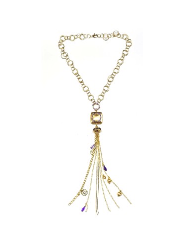 Casella Gioielli Necklace in Yellow Gold with Amethysts