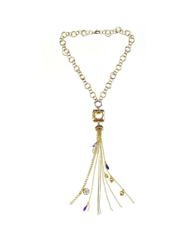 Collana Casella Gioielli in Oro Giallo con Ametiste