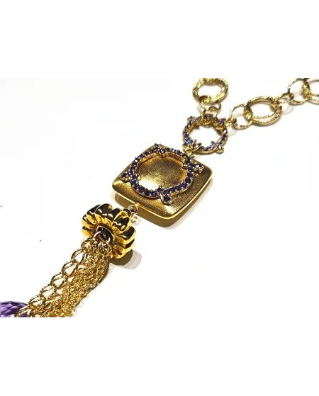 Collana Casella Gioielli in Oro Giallo con Ametiste