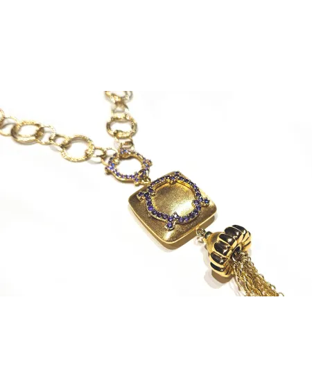 Collana Casella Gioielli in Oro Giallo con Ametiste