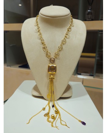 Collana Casella Gioielli in Oro Giallo con Ametiste