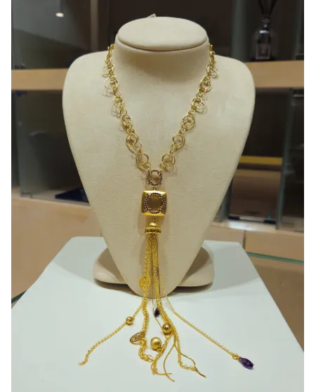 Collana Casella Gioielli in Oro Giallo con Ametiste