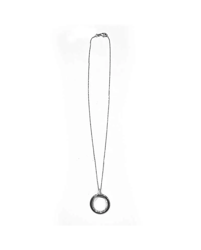 Girocollo Casella Gioielli in Oro Bianco e Pendente con Zirconi
