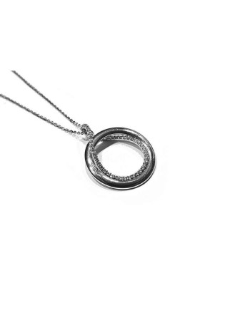 Casella Gioielli Collier ras du cou en or blanc et pendentif avec zircons