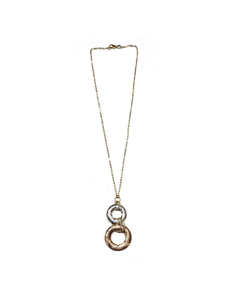 Collier ras du cou Casella Gioielli en or jaune avec pendentif en or bicolore