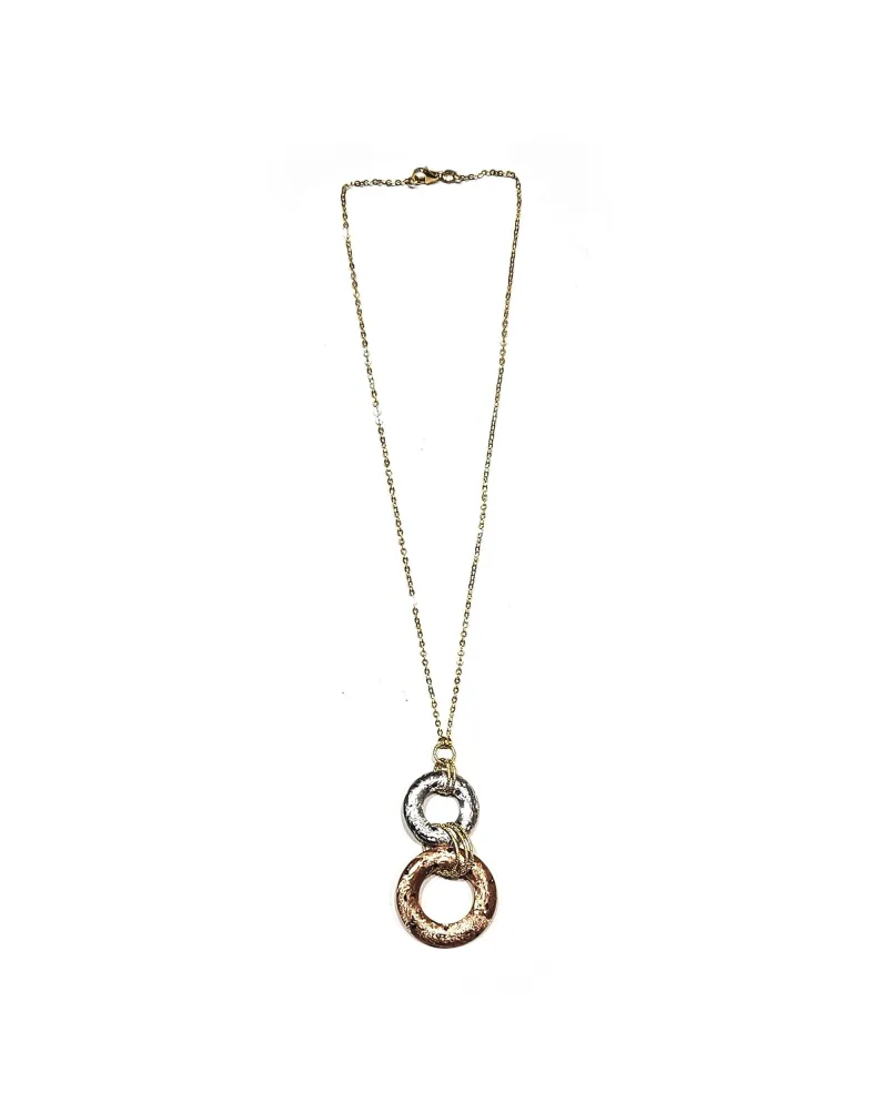 Collier ras du cou Casella Gioielli en or jaune avec pendentif en or bicolore