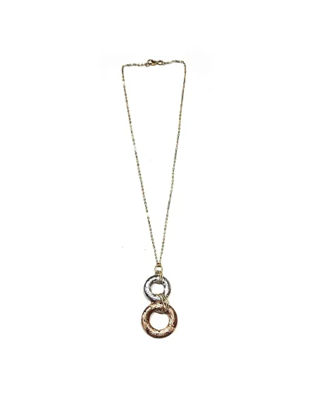 Collier ras du cou Casella Gioielli en or jaune avec pendentif en or bicolore