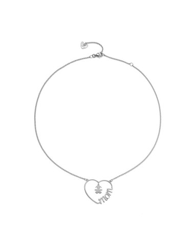 Le Bebé Mother's Heart Necklace with Baby Girl Silhouette in Silver
