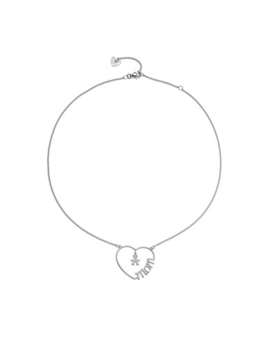 Le Bebé Necklace Mother's Heart with Baby Silhouette in Silver