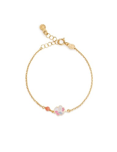 Le Bebè Primegioie Toys Bracelet in Yellow Gold with Unicorn and Coral