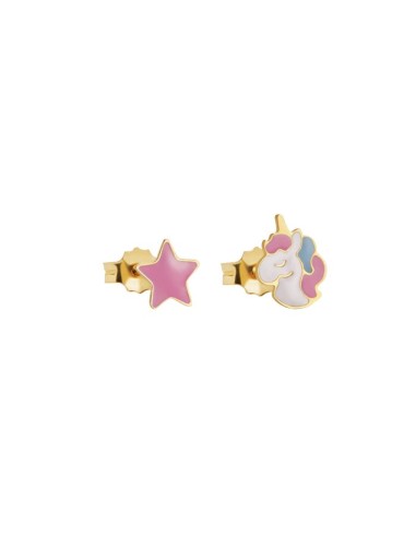 Le Bebè Primegioie Toys earrings in yellow gold with unicorn and star