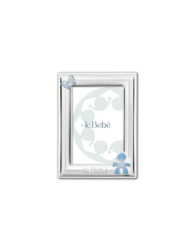 Le Bebé Frame in PVD Silver with Baby Silhouette and Bow 9x13 cm