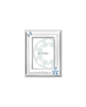 Cornice Le Bebé in Argento PVD con Sagoma Bimbo e Fiocco 10x15 cm