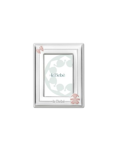 Le Bebé Frame in PVD Silver with Baby Girl Silhouette and Bow 10x15 cm