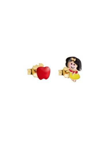 Le Bebè Primegioie Fiabe earrings in yellow gold with Snow White and Apple