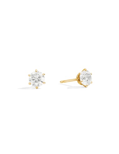 Recarlo Anniversary Six Claw Light Point Earrings in 0.50 ct Yellow Gold